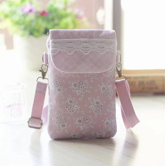 Pochette Téléphone Fleurie Pastel Rose