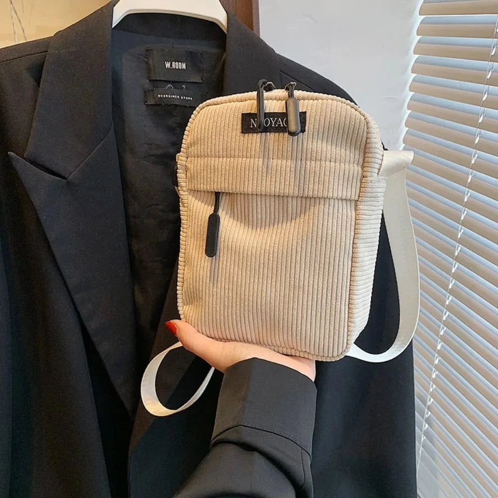 Bandoulière Téléphone en Velours Beige