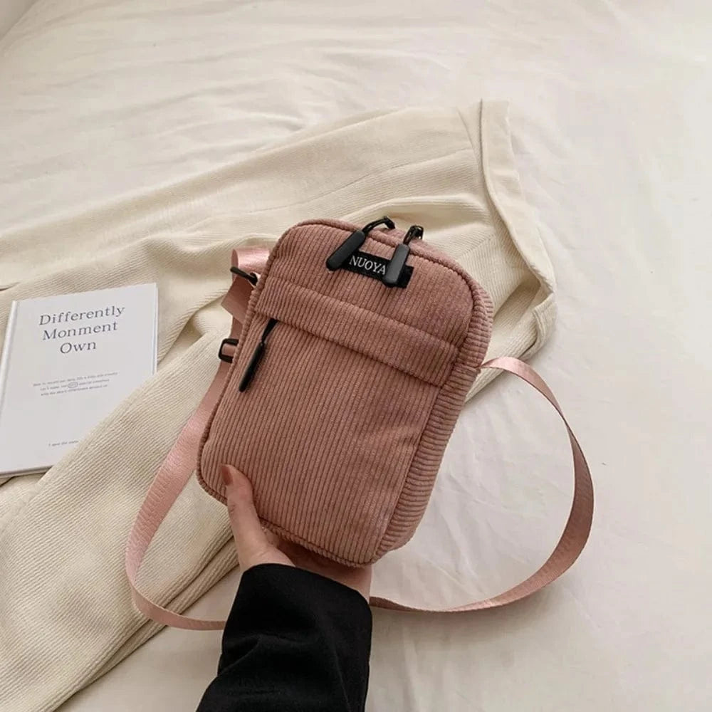 Bandoulière Téléphone en Velours Rose