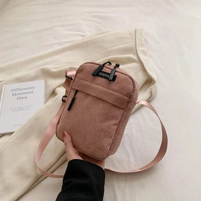 Bandoulière Téléphone en Velours Rose