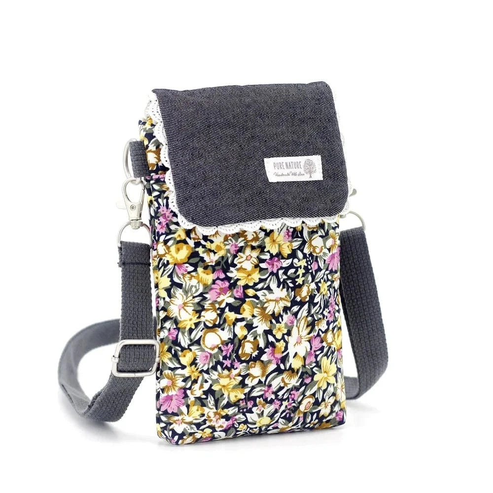 Pochette de Téléphone a Rabat Fleuri Jaune