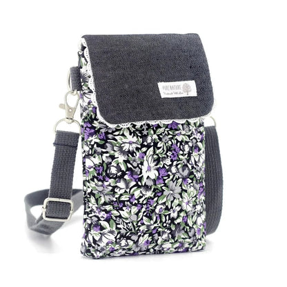 Pochette de Téléphone a Rabat Fleuri Violet