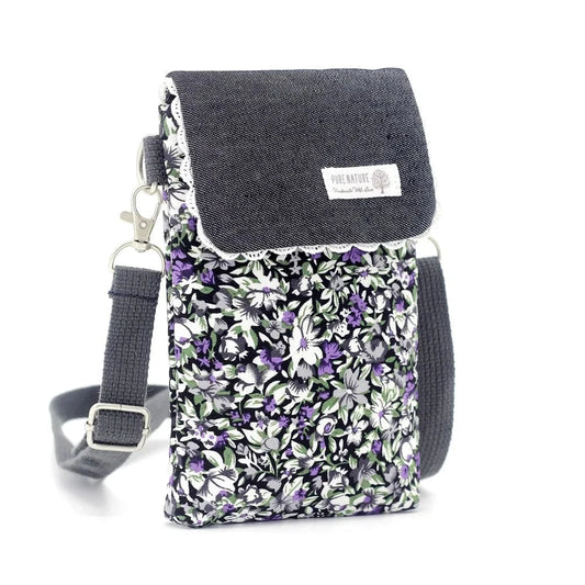 Pochette de Téléphone a Rabat Fleuri Violet