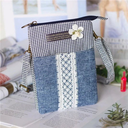 Pochette Gris Couture Bleu