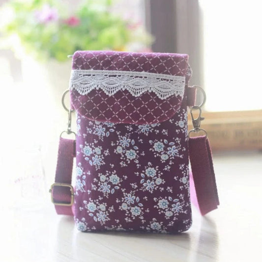 Pochette Téléphone Fleurie Pastel Rouge