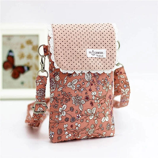 Pochette Téléphone Fleurie Vintage Rose