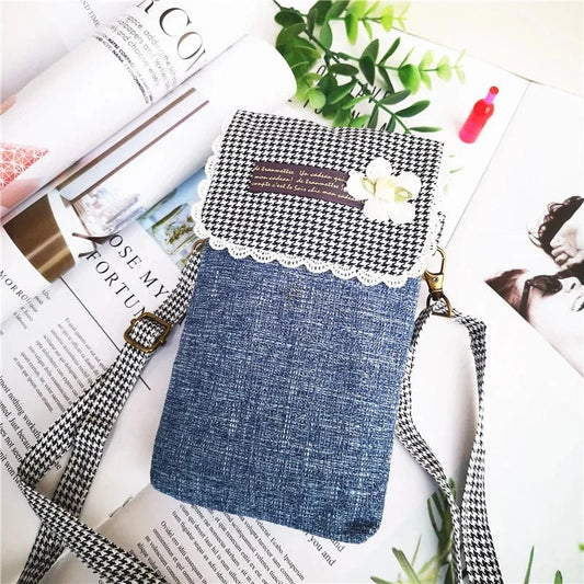 Pochette Téléphone Tissu Chic Bleu